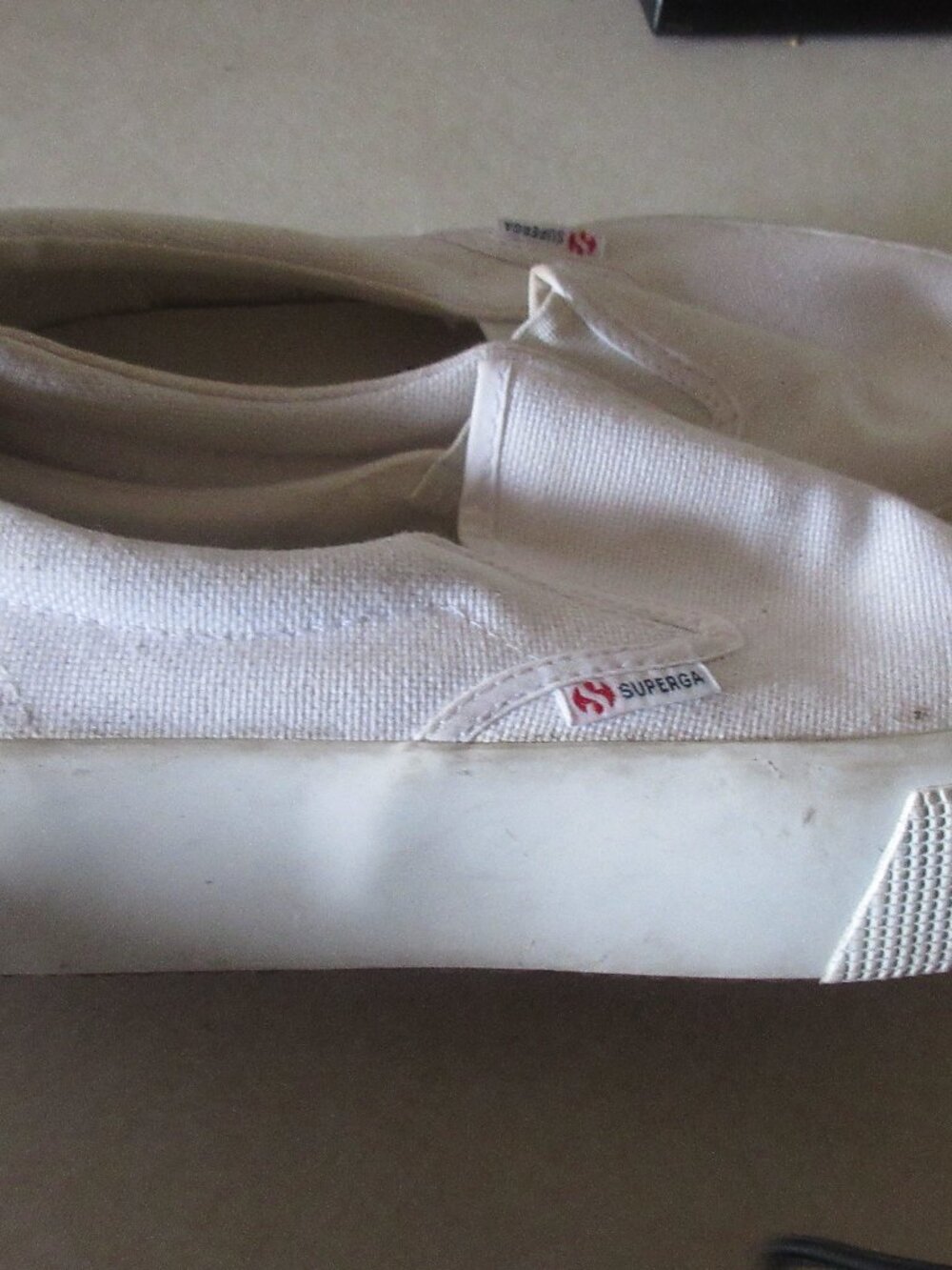superga white platform sneakers slip on 39.5 canvase